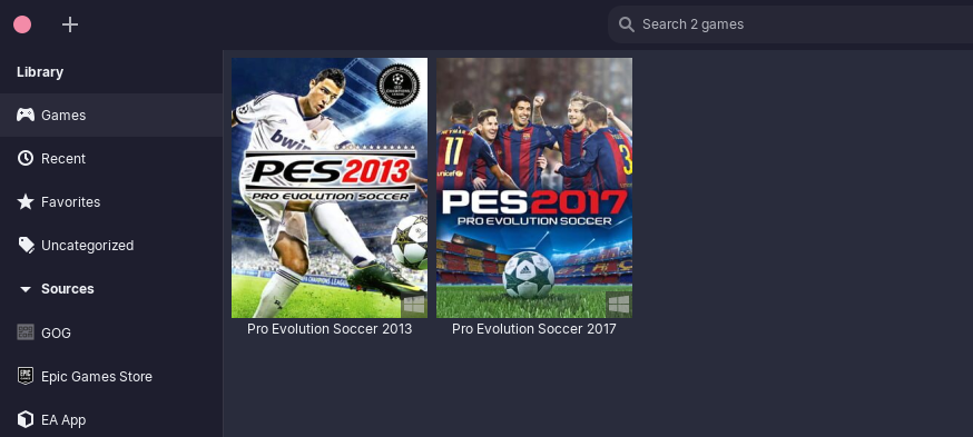 Lutris running PES 2013 and PES 2017 on Linux